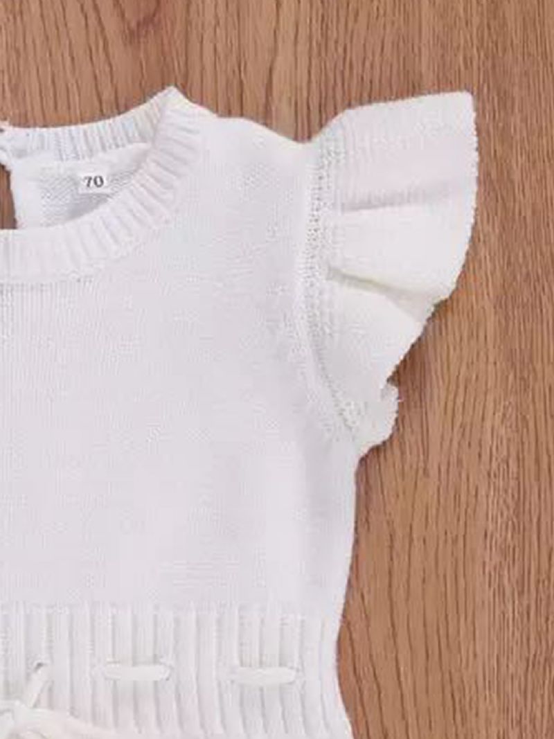 Baby Jenter Cute Flying Sleeve Ermeløs Genser Med Snøring Triangle Romper Bodysuit