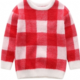 Baby Jenter Geometrisk Mønster Preppy Pullover Barn Varm Genser