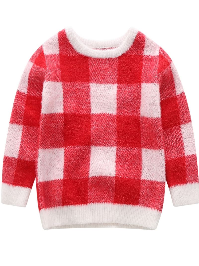 Baby Jenter Geometrisk Mønster Preppy Pullover Barn Varm Genser