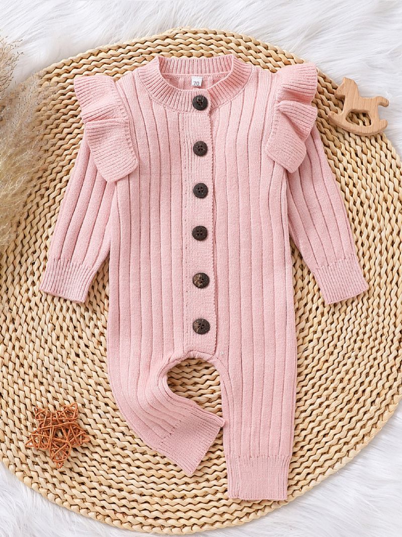 Baby Jenter Veving Lange Ermer Jumpsuit