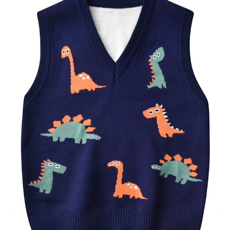 Barnegenser Vest Tegneserie Dinosaur Gutter Strikket Pullover