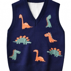 Barnegenser Vest Tegneserie Dinosaur Gutter Strikket Pullover