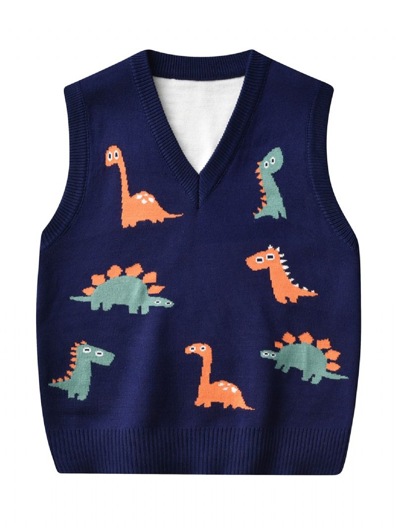 Barnegenser Vest Tegneserie Dinosaur Gutter Strikket Pullover