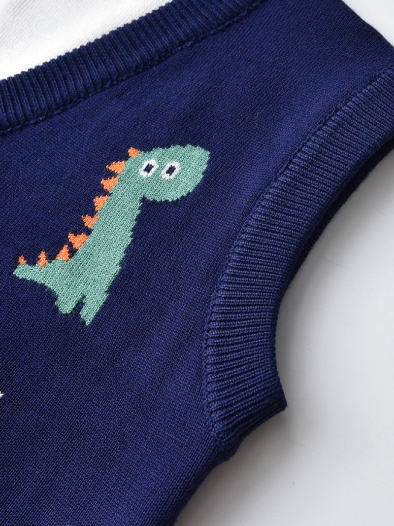 Barnegenser Vest Tegneserie Dinosaur Gutter Strikket Pullover