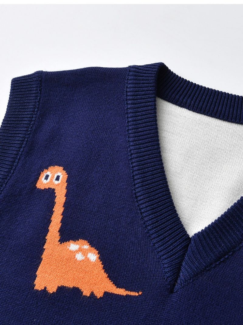 Barnegenser Vest Tegneserie Dinosaur Gutter Strikket Pullover