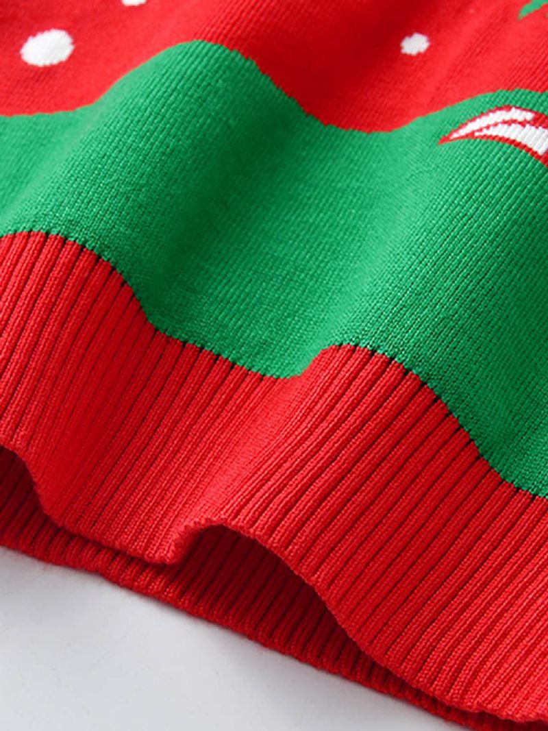 Christmas Barn Søt Tegneserie Dinosaur Crew Neck Strikket Genser