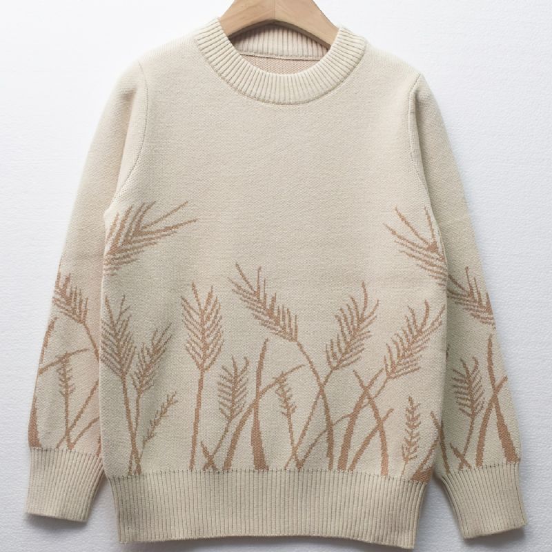 Gutter Ears Of Wheat Print Genser Rund Hals Langermet Strikket Pullover Barneklær