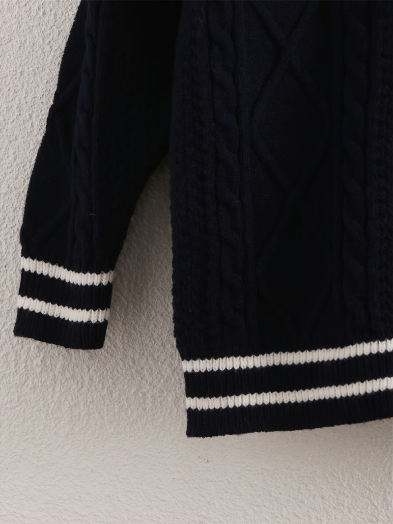 Gutter Jenter Strikket Cardigan Bear Broderi College Style Genser Barneklær