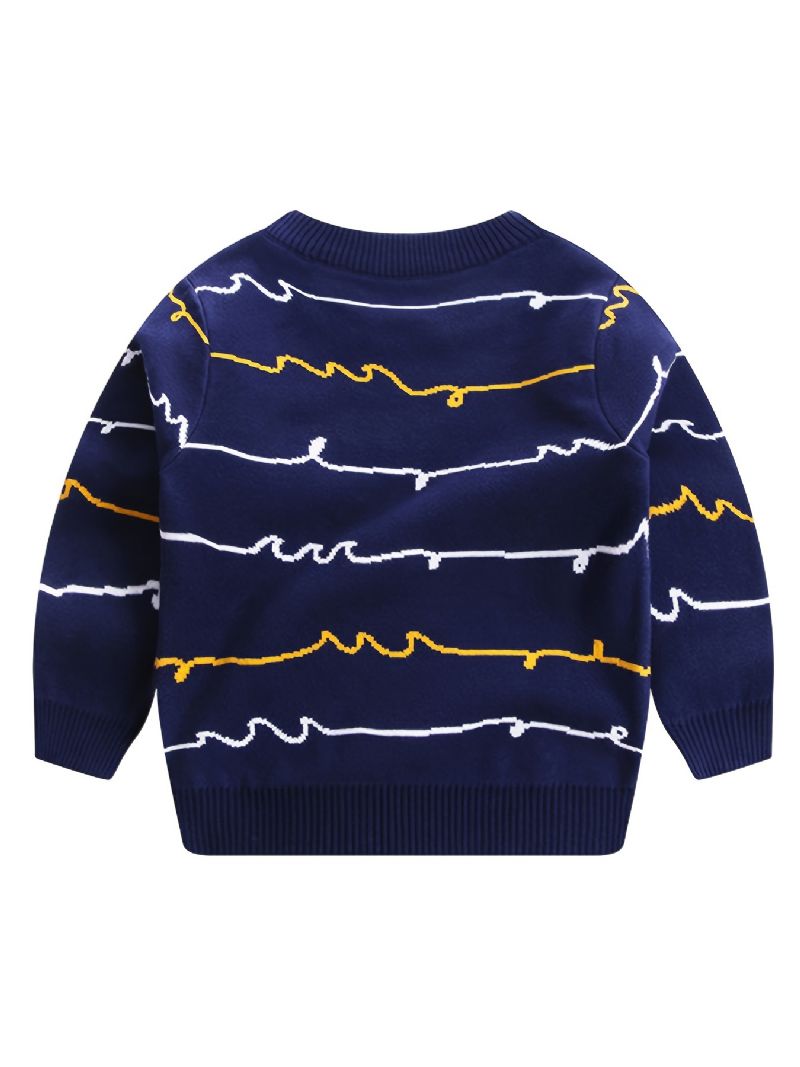 Gutter Striped Whale Strikket Pullover Genser Barneklær Til Vinteren