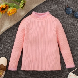 Jenter Strikket Stripet Rosa Pullover Genser Vinter