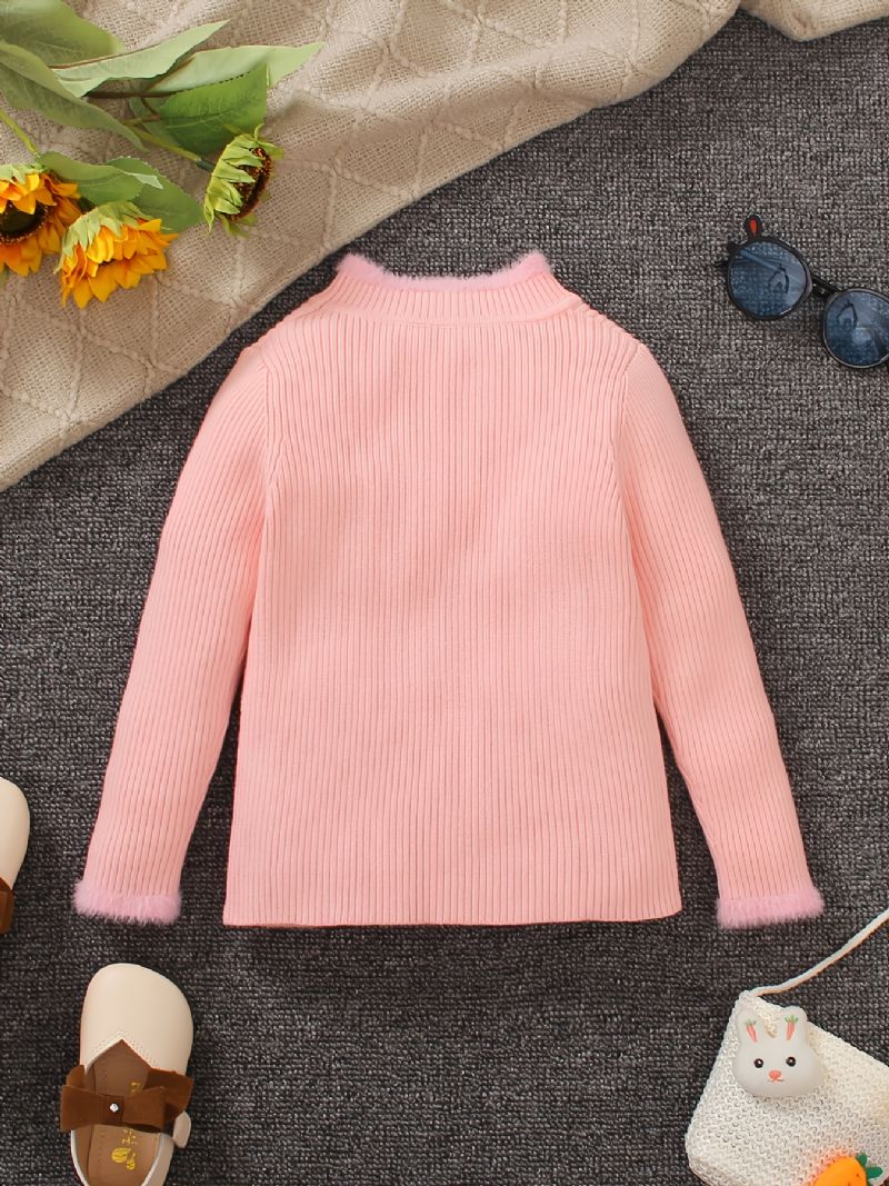 Jenter Strikket Stripet Rosa Pullover Genser Vinter