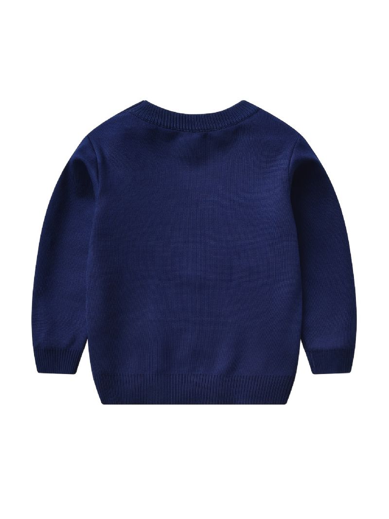 Kids Christmas Elg Mønster Genser Rund Hals Strikket Pullover Gutter Jenter