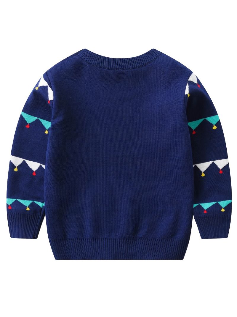 Småbarn Baby Gutter Jenter Jul Tegneserie Dinosaur Print Crew Neck Strikket Genser