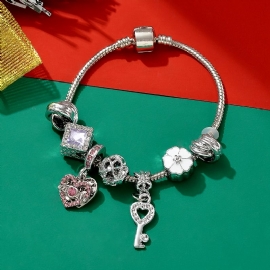 1 Stk Rhinestone Armbånd Hjerte Nøkkelanheng Beaded Charms Smykker Gave Bursdagsgaver Til Kvinner Kone Jenter Henne