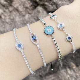 1 Stk Zircon Blue Eye Kobber Tau Armbånd For Kvinner Charms Smykker Gave Bursdagsgaver Til Kone Jenter Henne