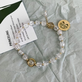 Aquarius Glass Perle Armbånd Hvit Anheng Smykker Gave Bursdagsgaver Til Kvinner Mamma Kone Jenter Henne