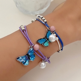 Blå Flettet Sommerfuglarmbånd Mote Kjæreste Armbånd Smykker Gave Bursdagsgaver Til Kvinner Mamma Kone Jenter Henne