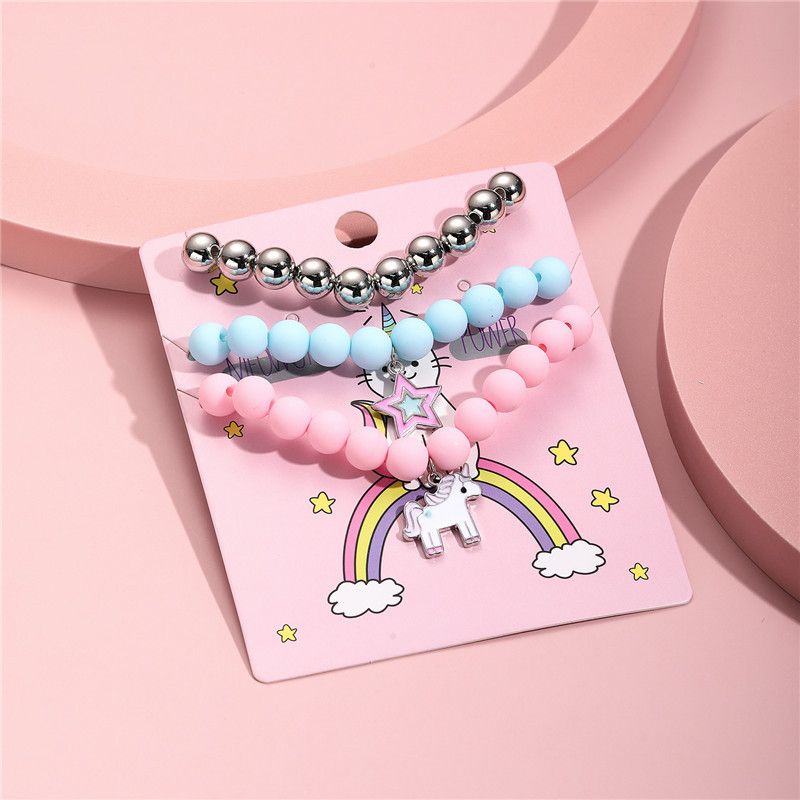 Jenter Beads Armbånd Med Unicorn Star Flower Pendant
