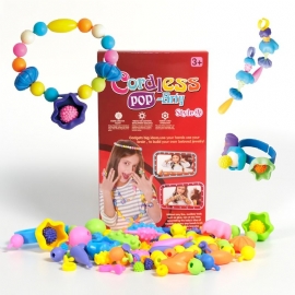 Kids Popcorn Diy Trådløst Perler Lekesett Jenter Prinsesse Dekor Håndlaget Kontrastperler Halskjede Armbånd Gave