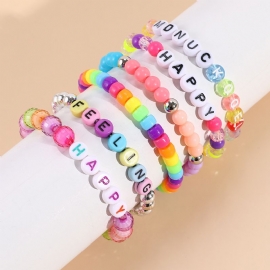 Makersland Barn Youth Fargerike Akrylperler Alphabet Bead Armbånd