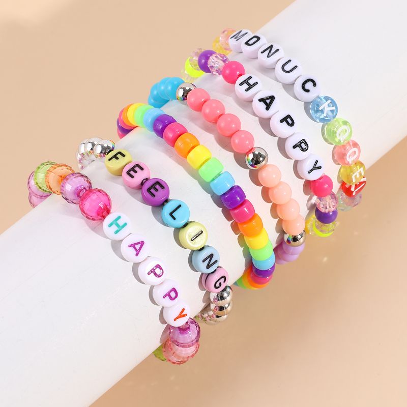 Makersland Barn Youth Fargerike Akrylperler Alphabet Bead Armbånd