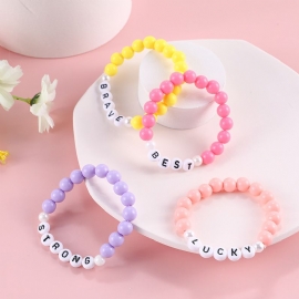 Makersland Jenter Barn Smykker Gave Alphabet Beads Candy Color Armbånd