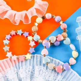Makersland Jenter Søt Akryl Star Heart Beads Armbånd