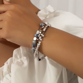 Sølvperler Lapis Lazuli Magnetisk Armbånd Smykker Gave Bursdagsgaver Til Kvinner Mamma Kone Jenter Henne