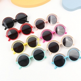 1 Stk Barns Runde Innrammede Regnbue Søte Solbriller Anti Ultrafiolett Briller