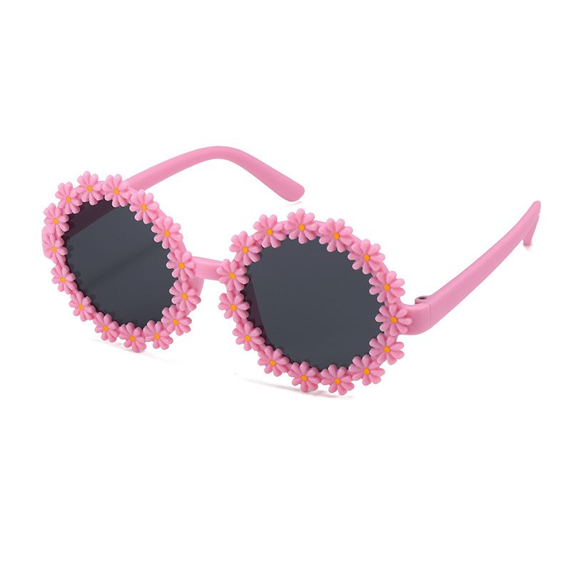 1 Stk Søte Jenter Med Blomsterramme Solbriller Med Uv-beskyttelsesfunksjon For Utendørs Strand