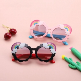 Barne Regnbue Round Frame Solbriller Uv-beskyttelse Solskjerm Briller For Jenter Gutter