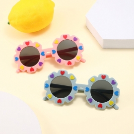Barnesolbriller Blomsterblekkbriller Utendørs Anti-uv Fargerike Tegneseriehjertebriller