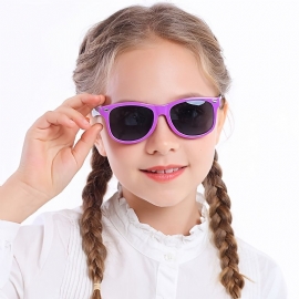 Søte Jenter Med Polariserte Silikonsolbriller Vindtette Uv-beskyttelsesbriller For Utendørs Reiser