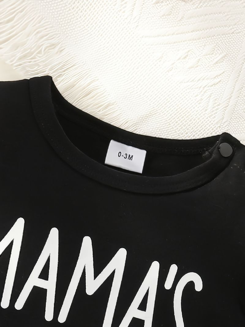 2 Stk Gutter Casual Mamas Print T-shirt & Striped Buksesett