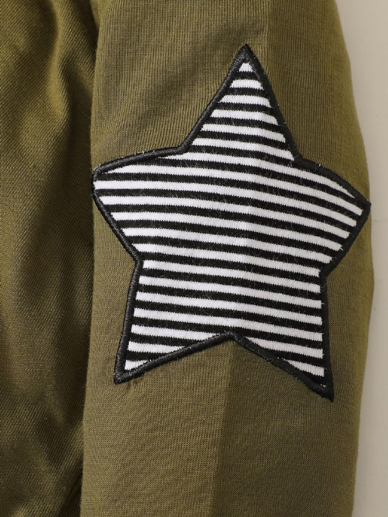 Baby Gutter Crew Neck Langermet T-skjorte Stripete Bukser Hat 3-delt Sett