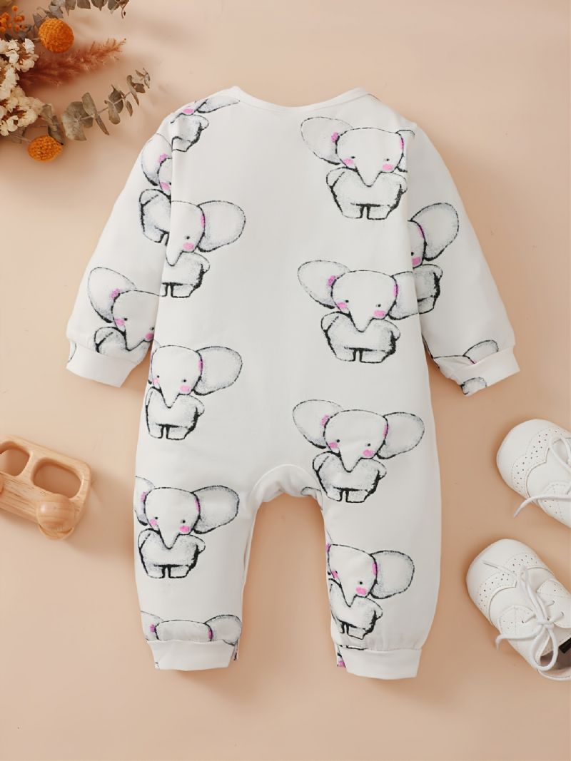 Baby Jenter Elephant Print Langermet Onesie