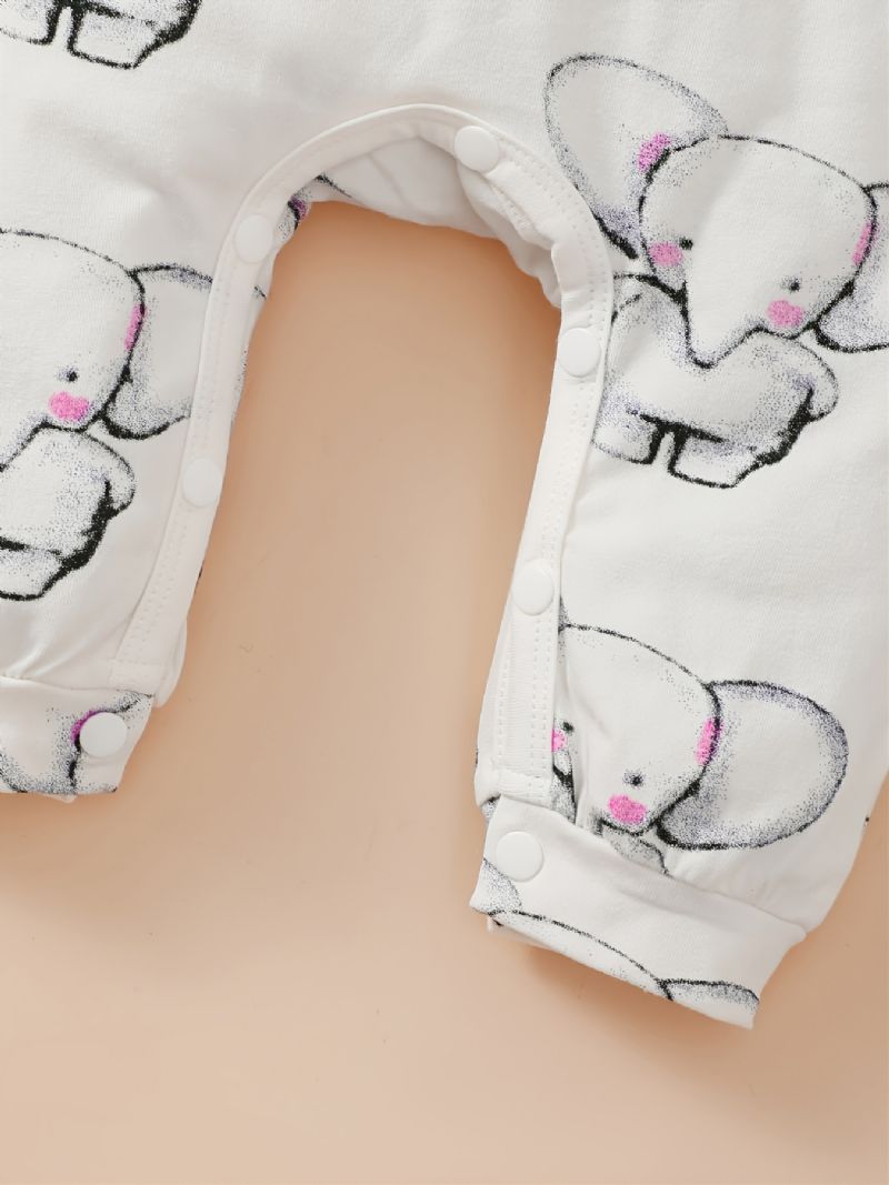 Baby Jenter Elephant Print Langermet Onesie