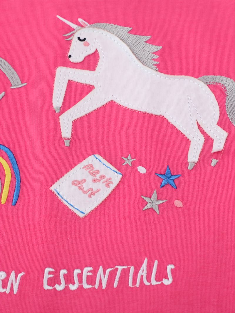 Baby Jenter Langermede T-skjorter Rundhals Søt Unicorn Print Topper Barneklær