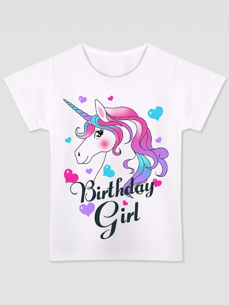 Barn Rosa Lilla Unicorn Birthday Jent T-skjorte Barneklær Til Sommeren