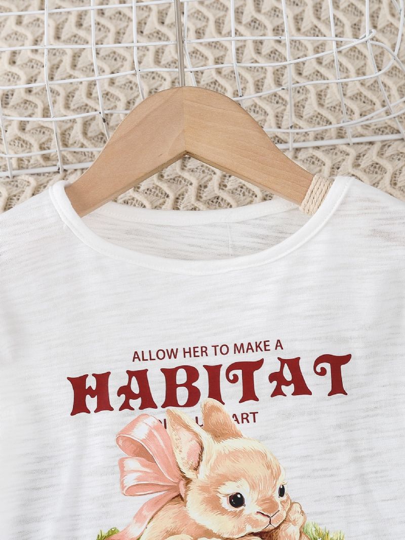 Jenter Cartoon Cute Bunny Print Langermet T-skjorte