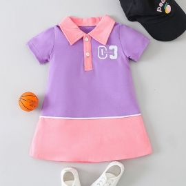 Jenter Søt Elegant Color Block Polo T-skjorte Kjole For Utendørs Sport