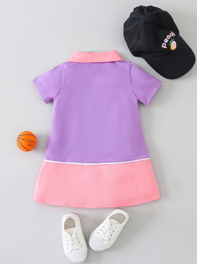 Jenter Søt Elegant Color Block Polo T-skjorte Kjole For Utendørs Sport