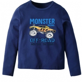 Langermet Skjorte For Gutter Med Slagord Off Road Monster Racing