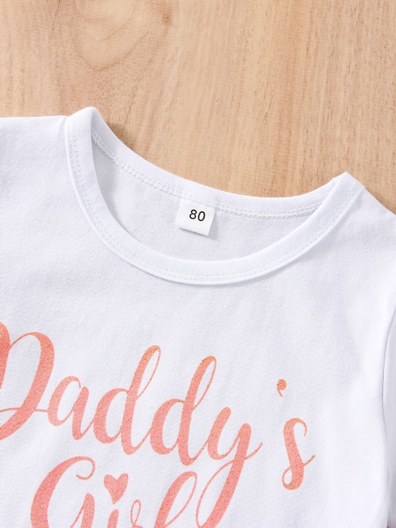 Småbarn Baby Jenter T-shirt Bokstavtrykk Rundhals Kortermer Og Skjørtsett Barneklær