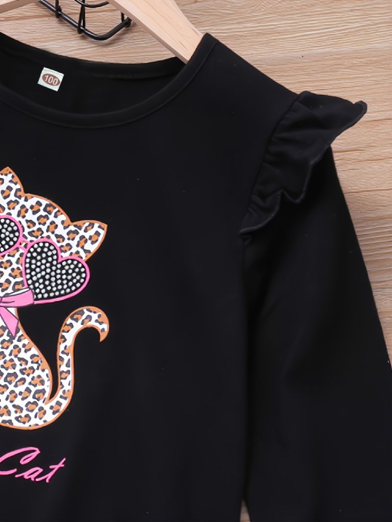 T-skjortekjole Med Trykt Leopard Hem