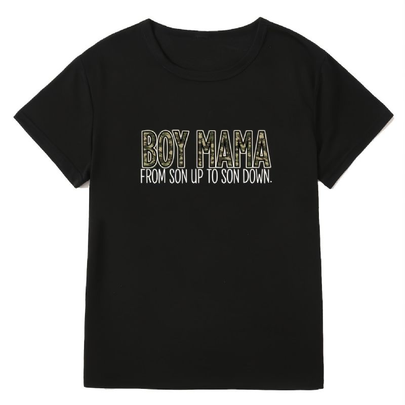 Uformell Gutter Mama T-skjorte Med Rund Hals Løs Kortermet Mote Sommer-t-skjorter Overdeler Dameklær