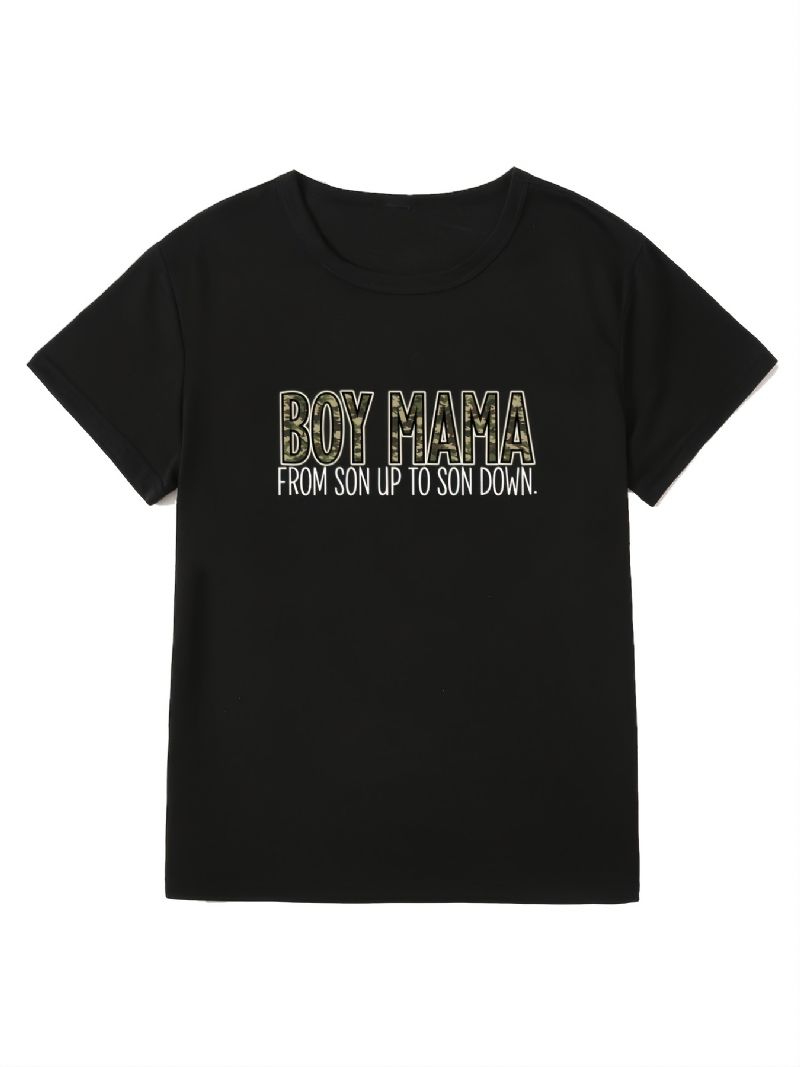 Uformell Gutter Mama T-skjorte Med Rund Hals Løs Kortermet Mote Sommer-t-skjorter Overdeler Dameklær