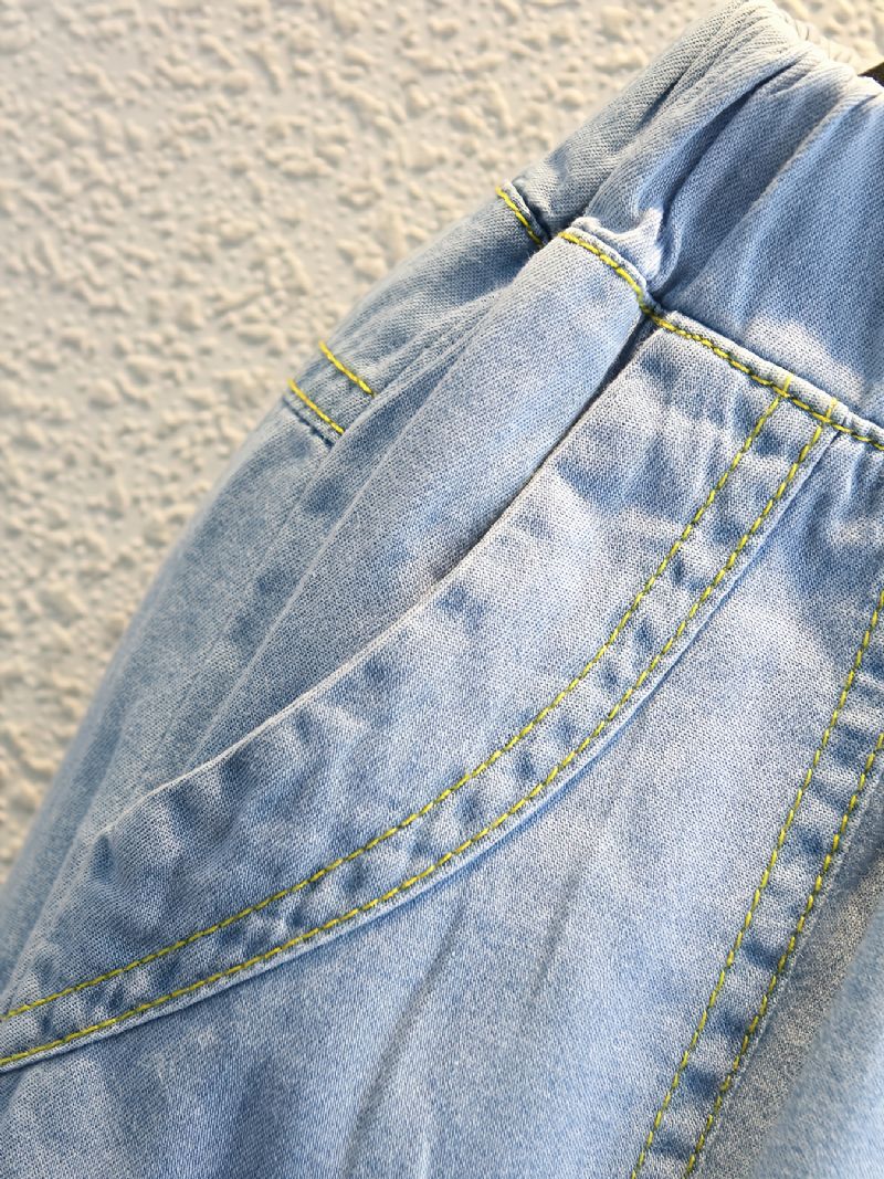 1stk Gutter Casual Denim Jeans Med Lomme Til Vinter