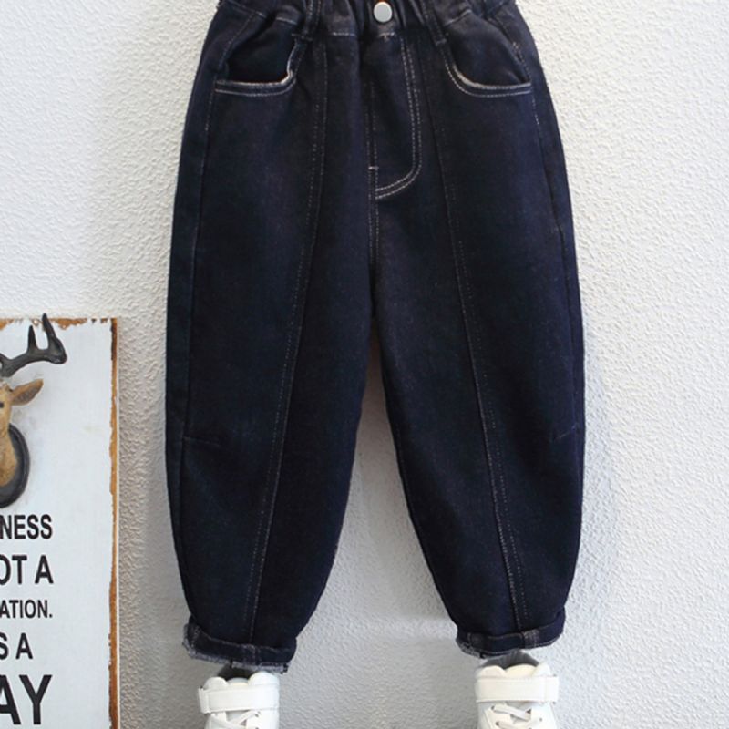 1stk Gutter Casual Denim Jeans Med Lomme Til Vinter