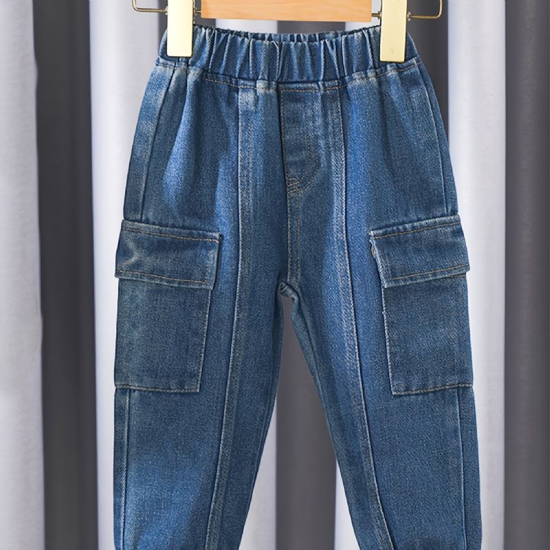 2023 Nye Jenter Gutter Solid Denim Casual Jeans Joggerbukser